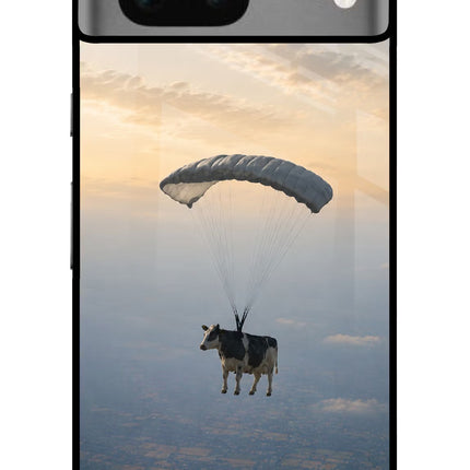 Skydiving Cow Google Pixel 7 Glass Case