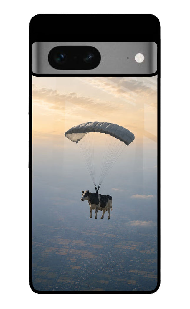 Skydiving Cow Google Pixel 7 Glass Case