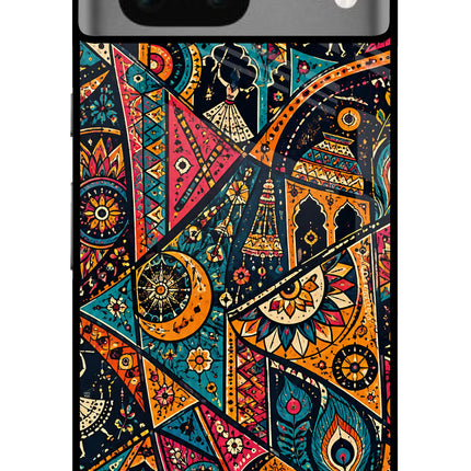 Folk Print Google Pixel 7 Glass Case