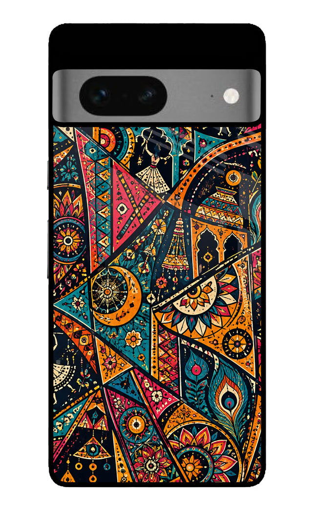 Folk Print Google Pixel 7 Glass Case