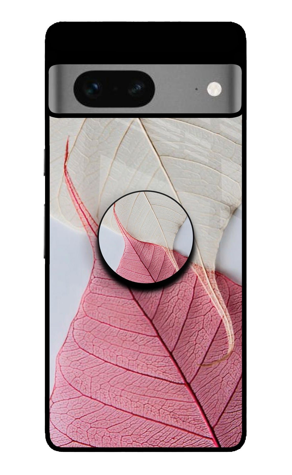 White Pink Leaf Google Pixel 7 Glass Case