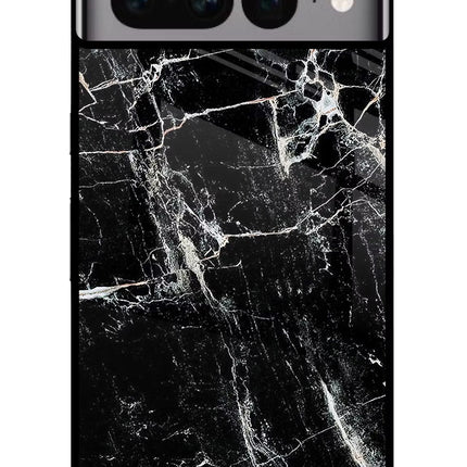 Black Marble Texture Google Pixel 7 Pro Glass Case Back Cover by Casekaro