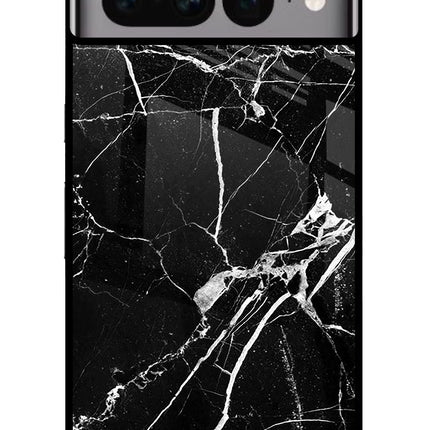Black Marble Pattern Google Pixel 7 Pro Glass Case