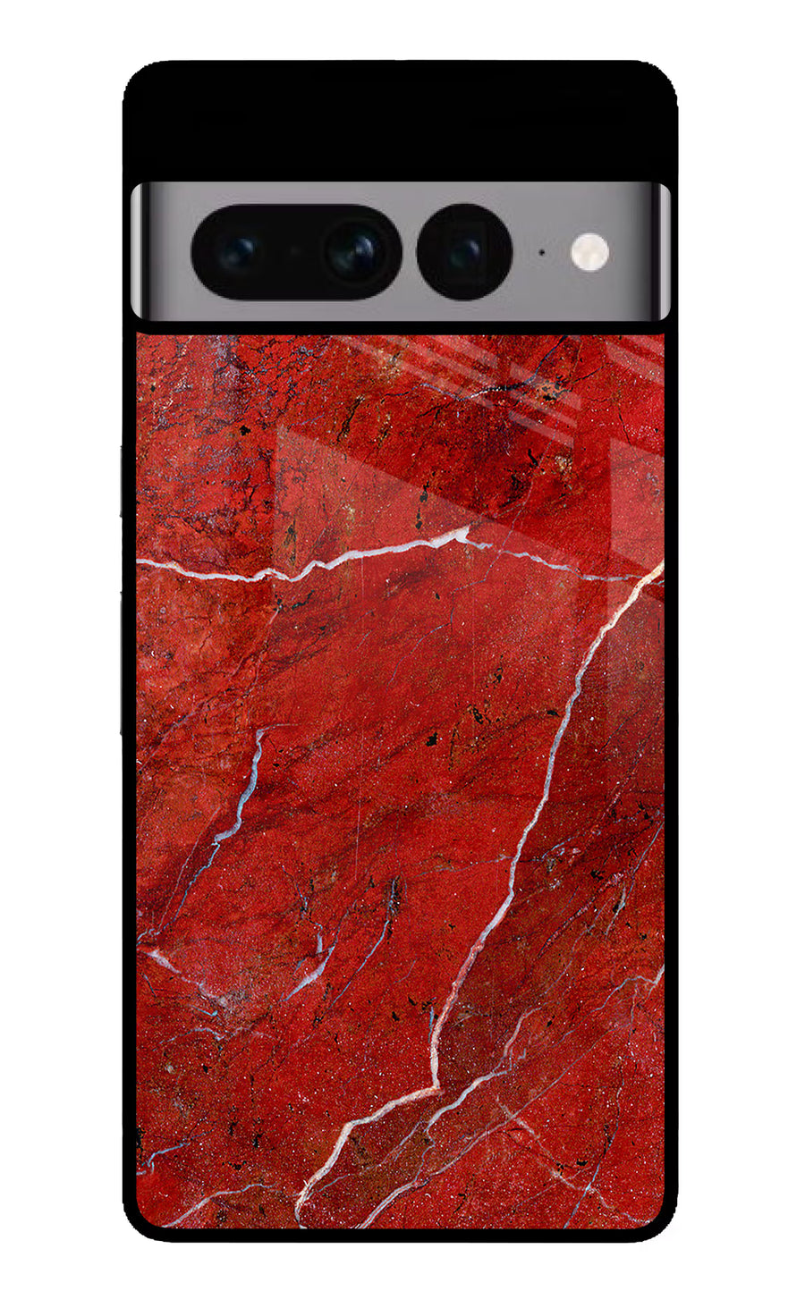 Red Marble Design Google Pixel 7 Pro Back Cover, Glass case
