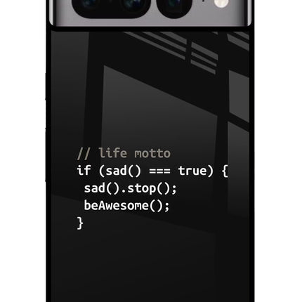 Life Motto Code Google Pixel 7 Pro Glass Case Back Cover by Casekaro