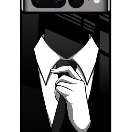Black Tie Google Pixel 7 Pro Glass Case Back Cover by Casekaro