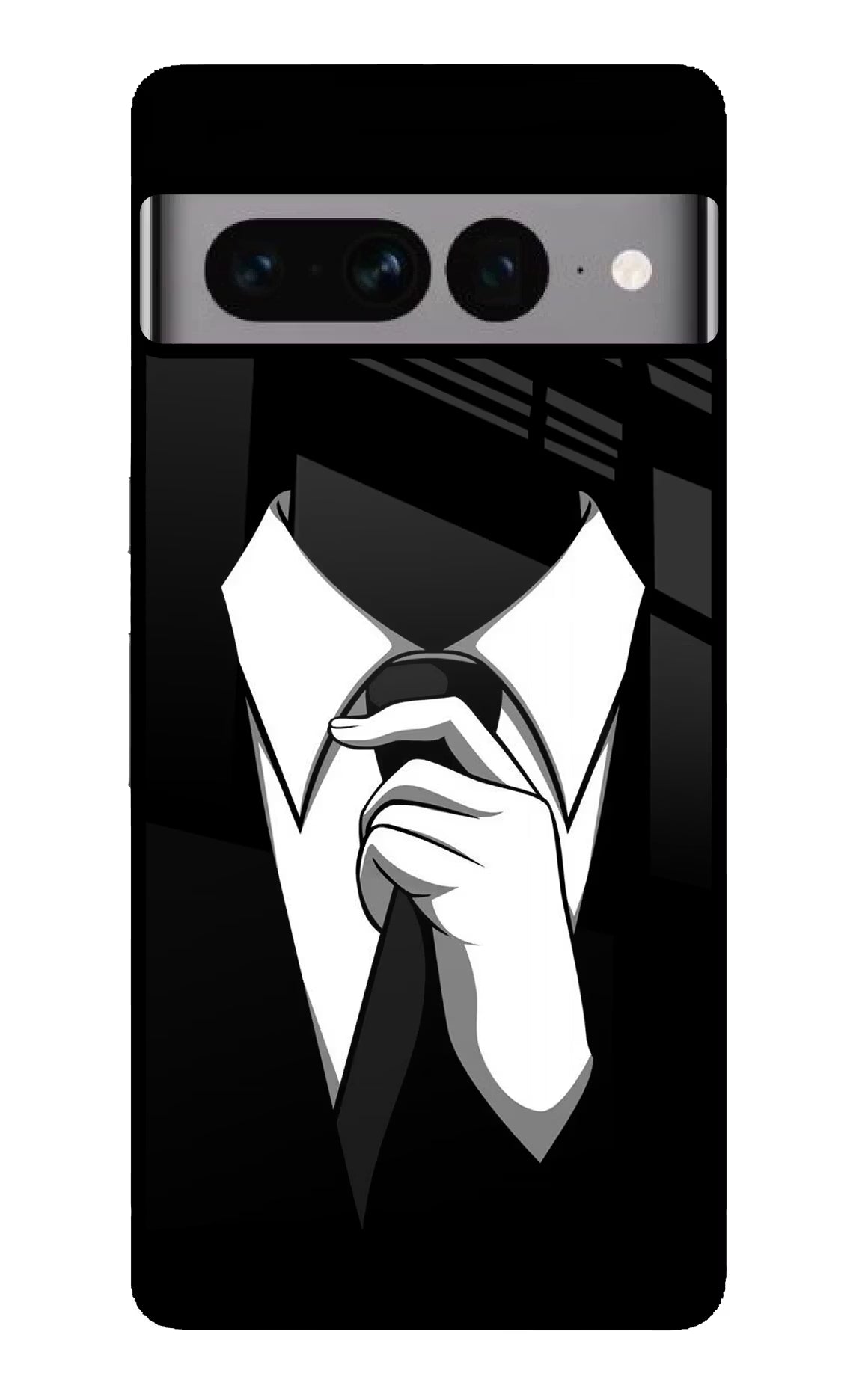Black Tie Google Pixel 7 Pro Glass Case Back Cover by Casekaro