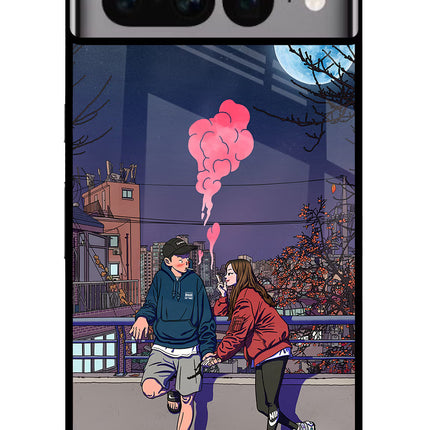 Chilling Couple Google Pixel 7 Pro Glass Case Back Cover by Casekaro
