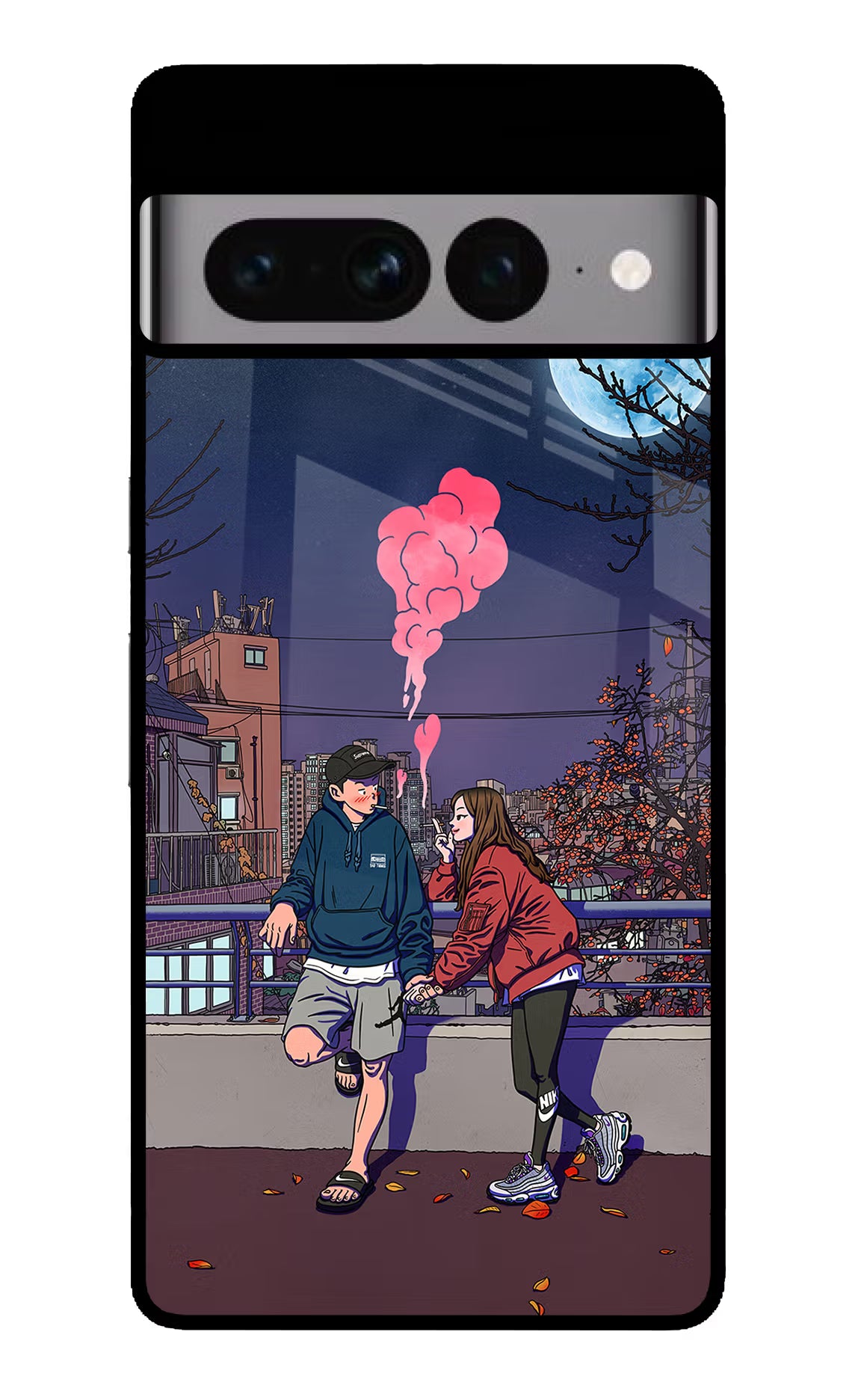 Chilling Couple Google Pixel 7 Pro Glass Case Back Cover by Casekaro