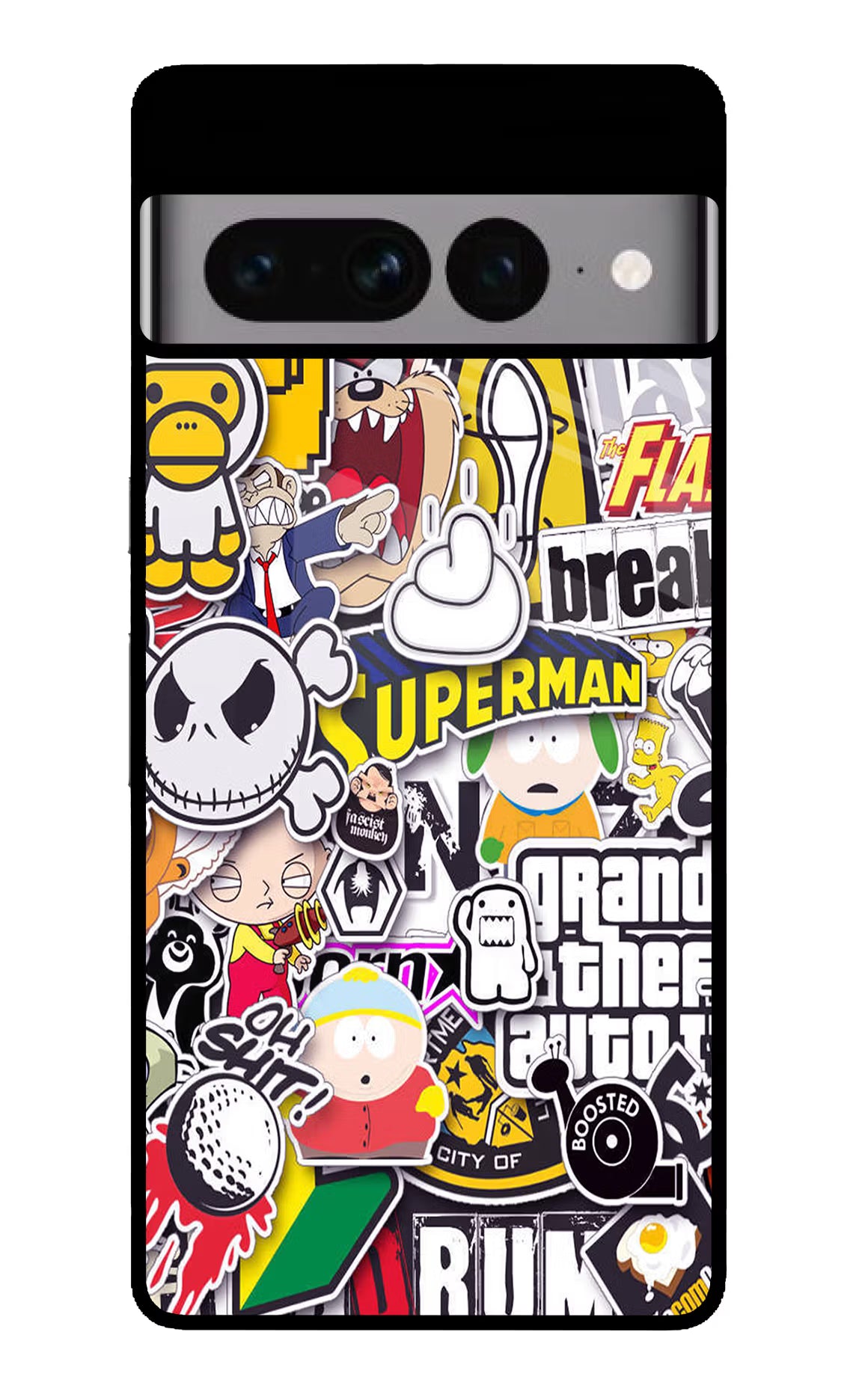 Sticker Bomb Google Pixel 7 Pro Glass Case Back Cover by Casekaro