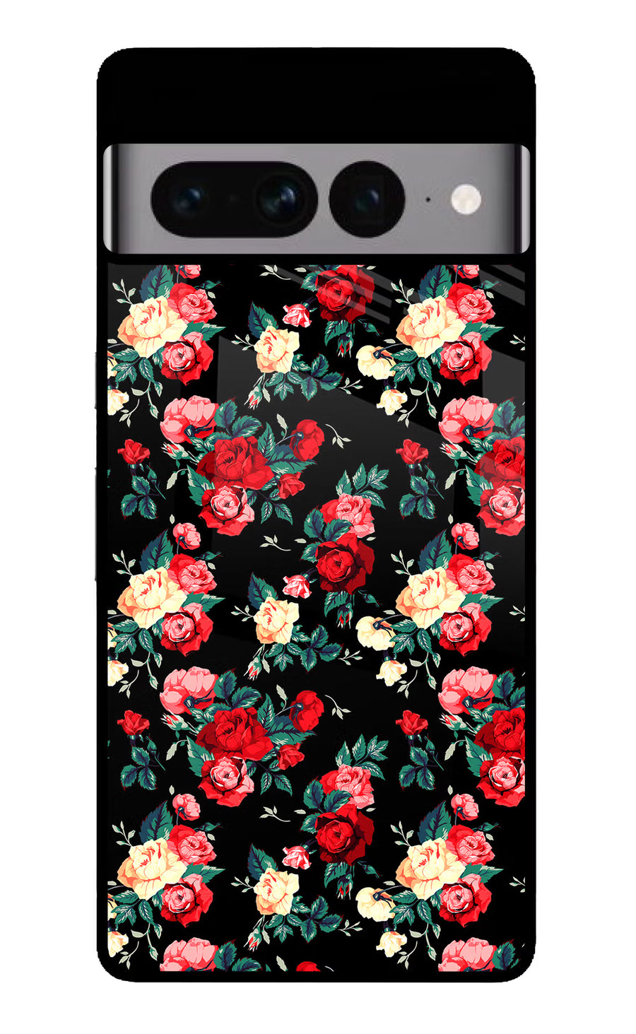 Rose Pattern Google Pixel 7 Pro Back Cover, Glass case