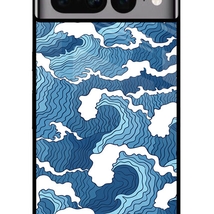 Blue Waves Google Pixel 7 Pro Glass Case Back Cover by Casekaro