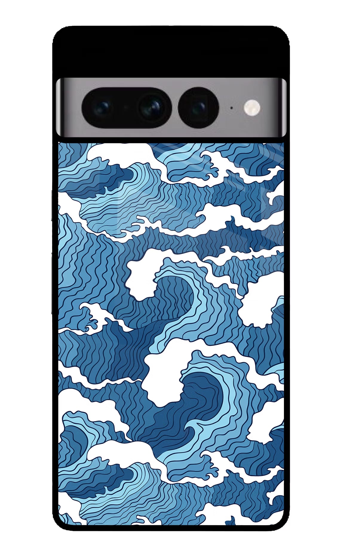 Blue Waves Google Pixel 7 Pro Glass Case Back Cover by Casekaro