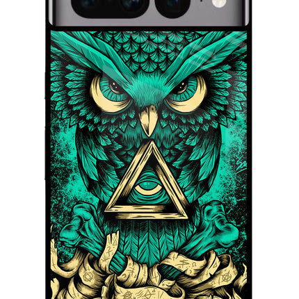 Green Owl Google Pixel 7 Pro Glass Case Back Cover by Casekaro