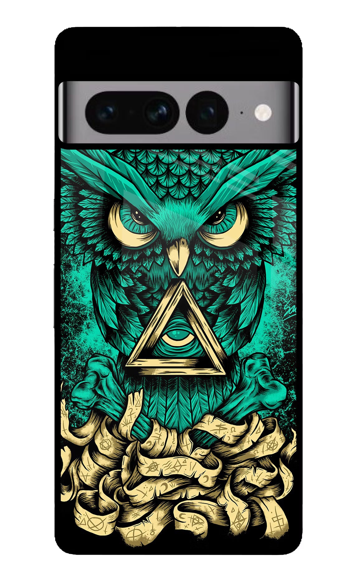 Green Owl Google Pixel 7 Pro Glass Case Back Cover by Casekaro