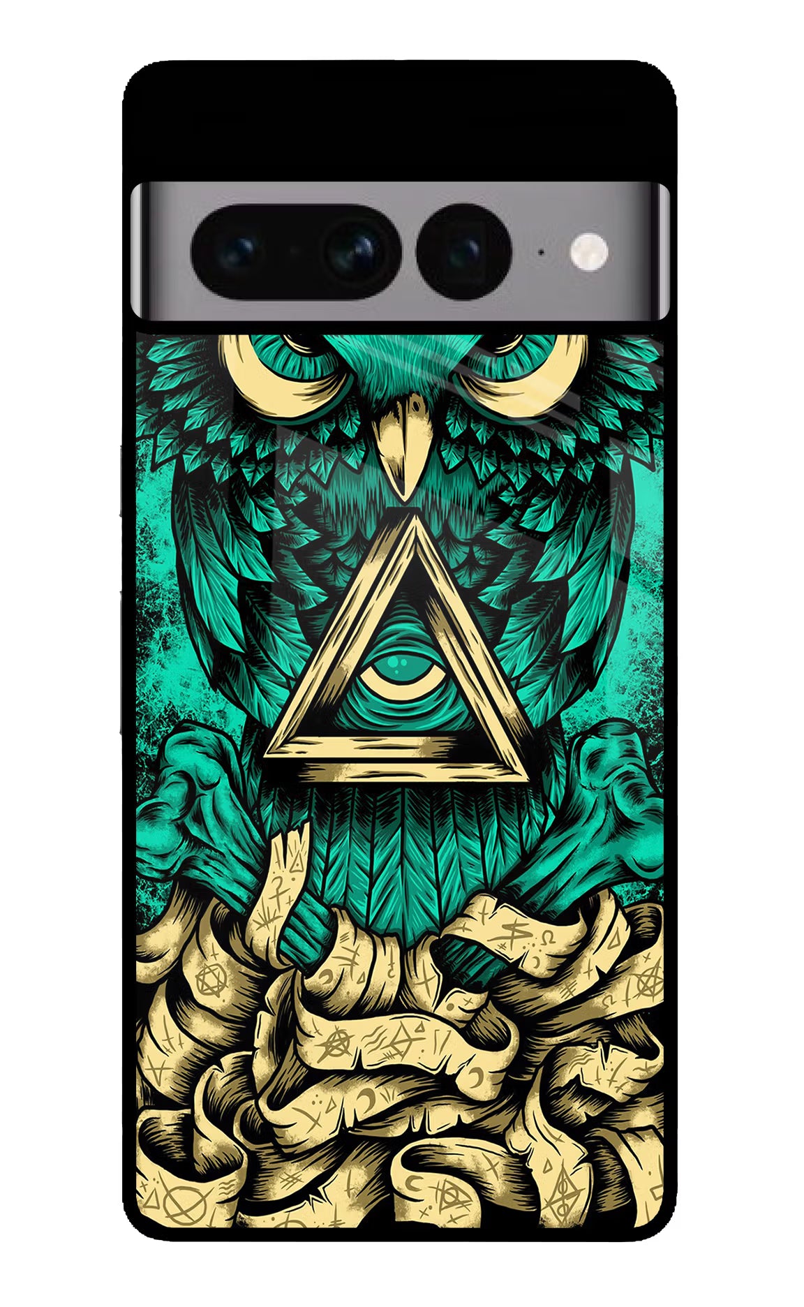 Green Owl Google Pixel 7 Pro Glass Case Back Cover by Casekaro