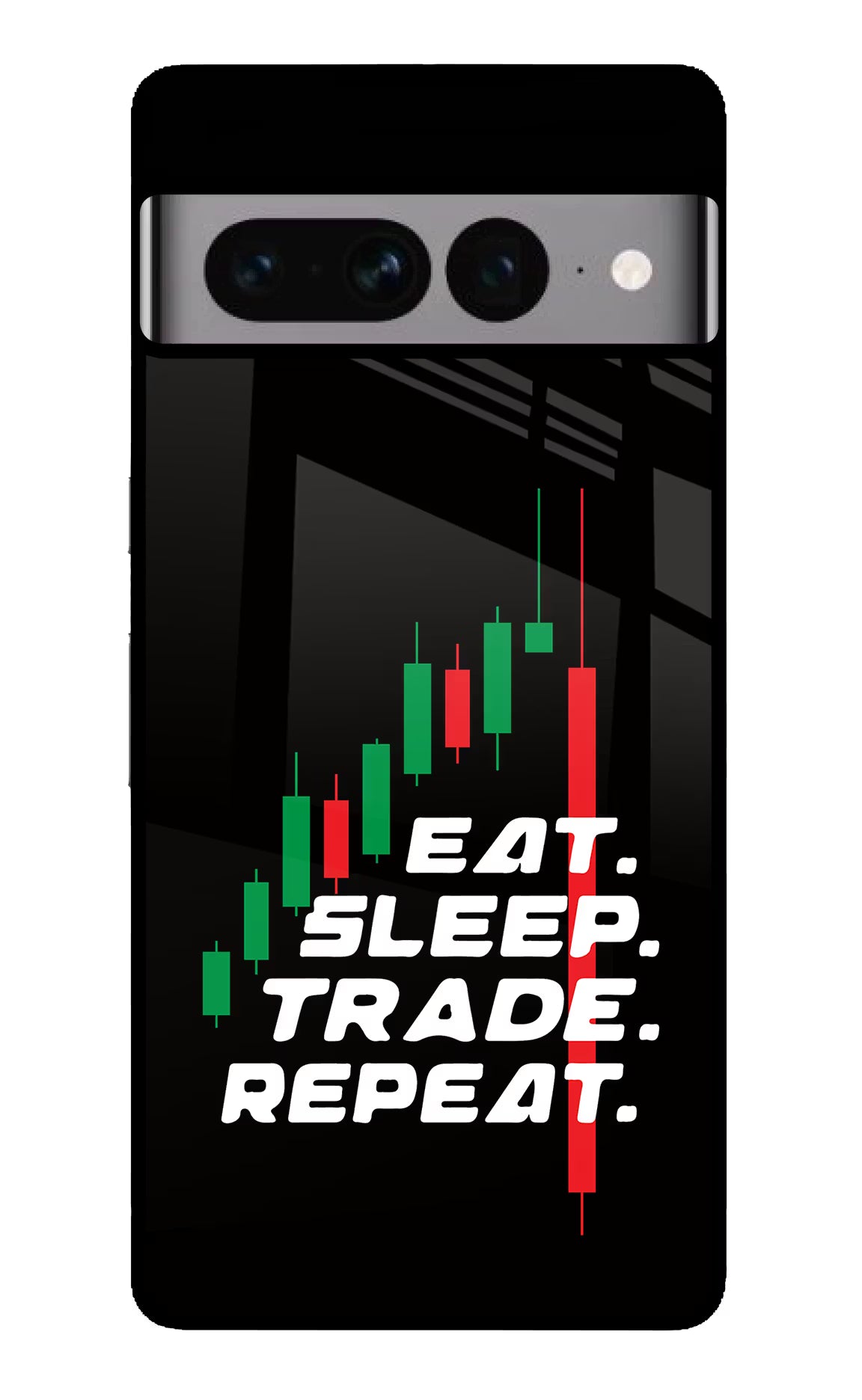 Eat Sleep Trade Repeat Google Pixel 7 Pro Glass Case Back Cover by Casekaro