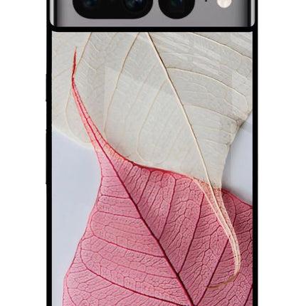 White Pink Leaf Google Pixel 7 Pro Glass Case