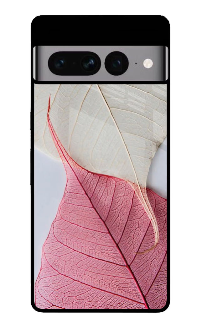 White Pink Leaf Google Pixel 7 Pro Glass Case