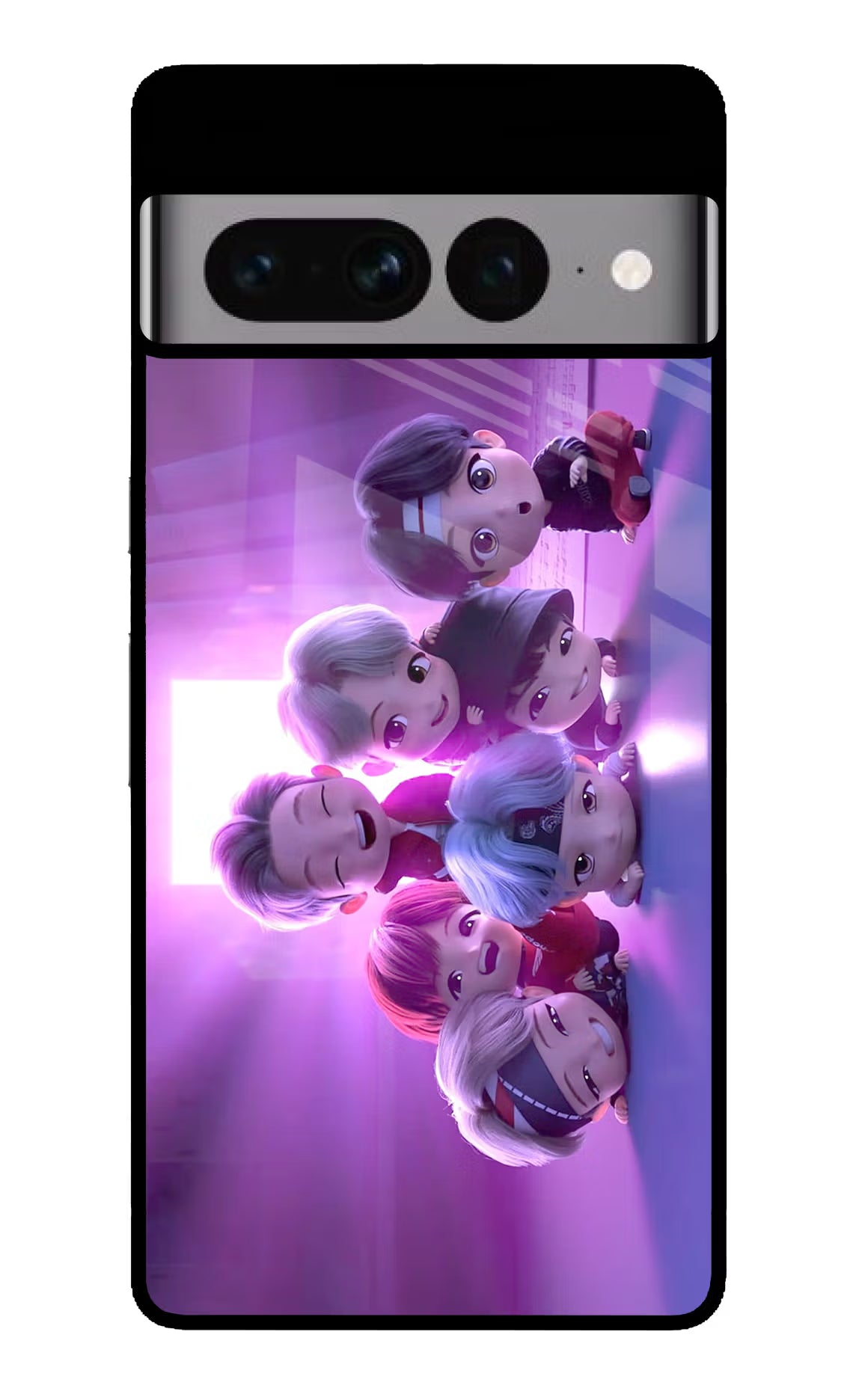 BTS Chibi Google Pixel 7 Pro Glass Case Back Cover by Casekaro