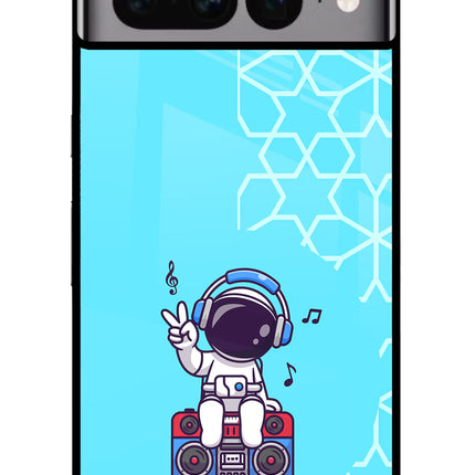 Cute Astronaut Chilling Google Pixel 7 Pro Glass Case Back Cover by Casekaro