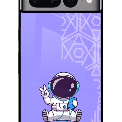Cute Astronaut Chilling Google Pixel 7 Pro Glass Case Back Cover by Casekaro