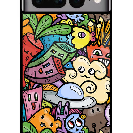 Veggie Doodle Google Pixel 7 Pro Glass Case Back Cover by Casekaro