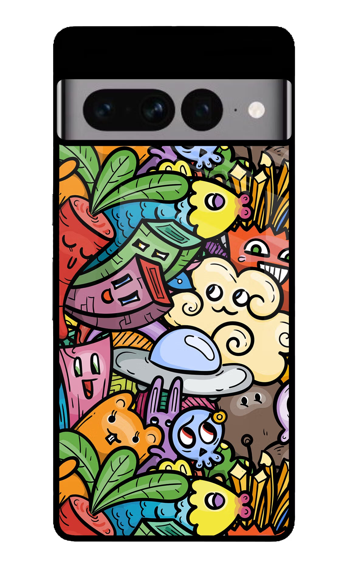 Veggie Doodle Google Pixel 7 Pro Glass Case Back Cover by Casekaro