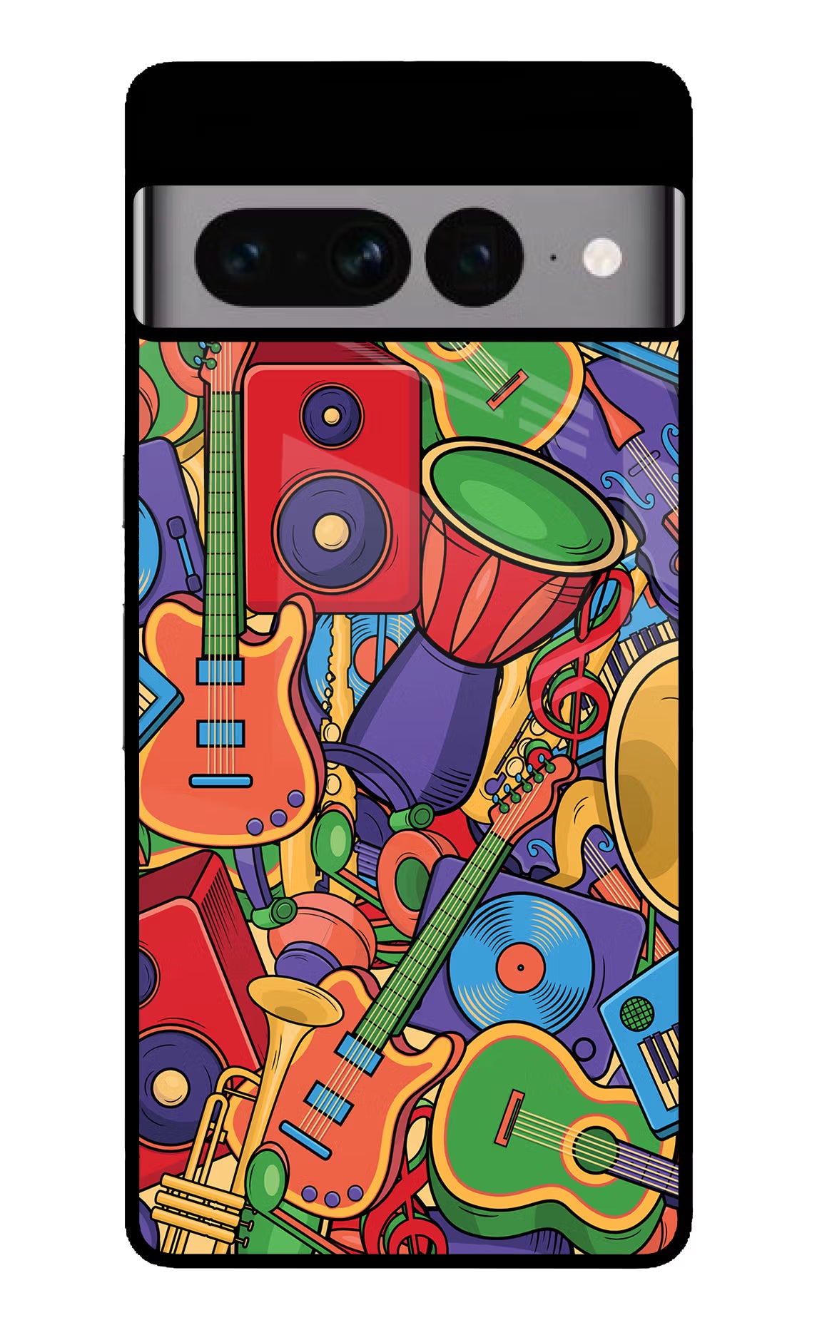 Music Instrument Doodle Google Pixel 7 Pro Glass Case Back Cover by Casekaro