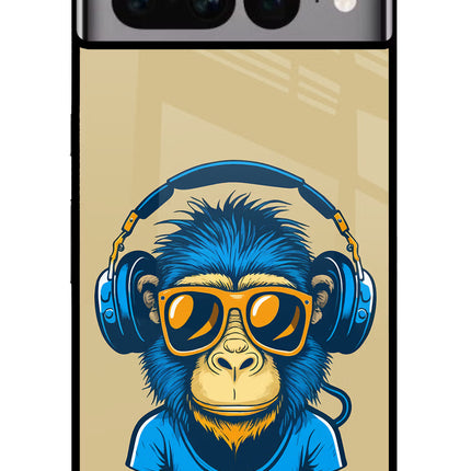 Monkey Headphone Google Pixel 7 Pro Glass Case Back Cover by Casekaro