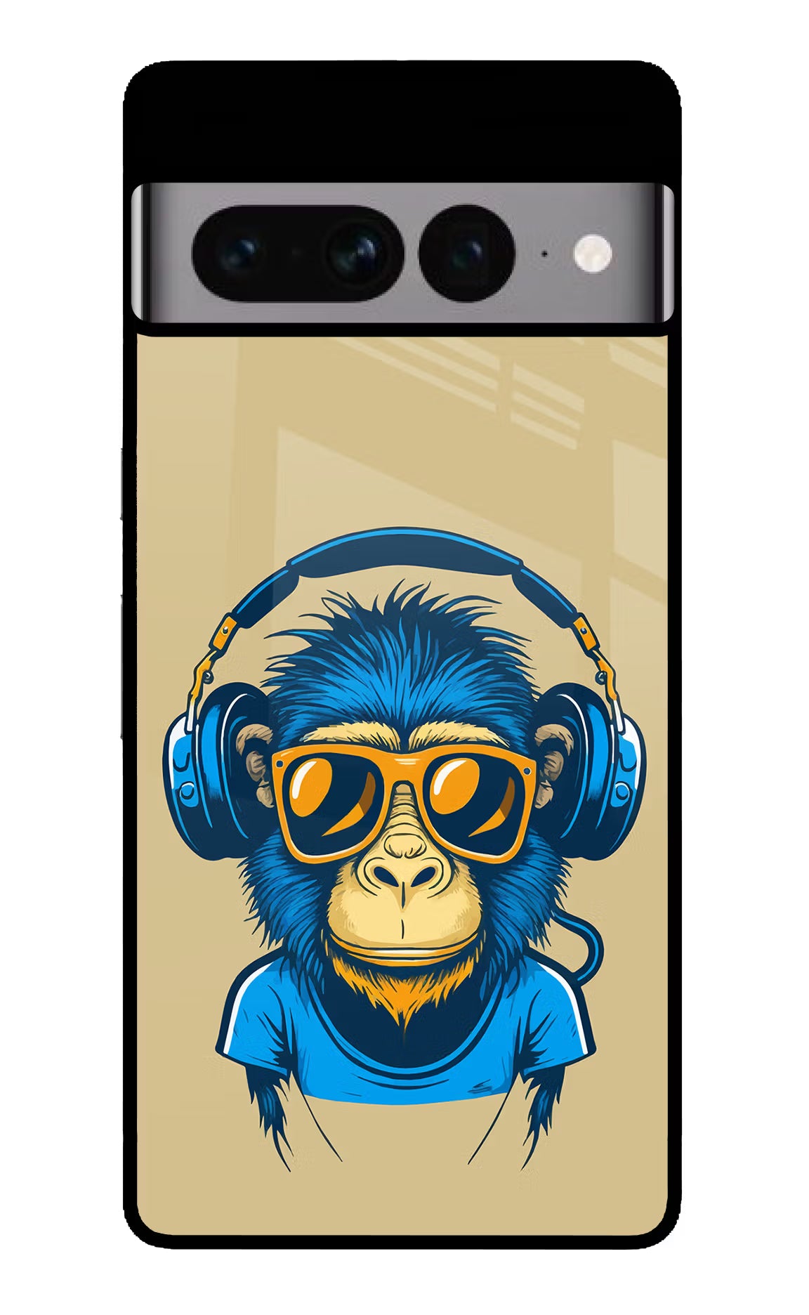 Monkey Headphone Google Pixel 7 Pro Glass Case Back Cover by Casekaro