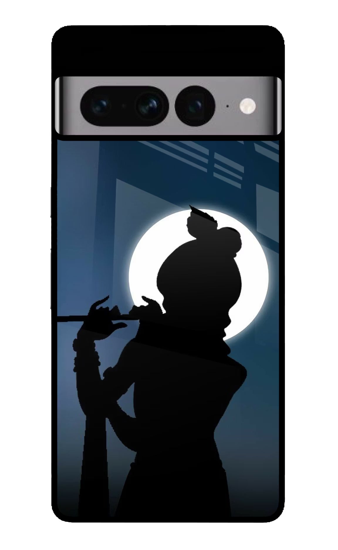 Shri Krishna Silhouette Google Pixel 7 Pro Glass Case Back Cover by Casekaro