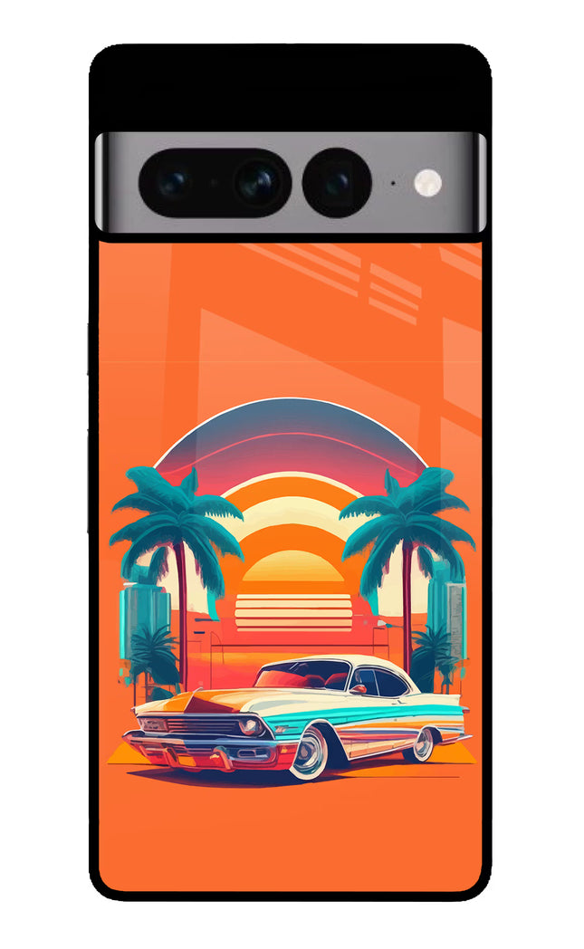 Palm Drive 80s Google Pixel 7 Pro Glass Case