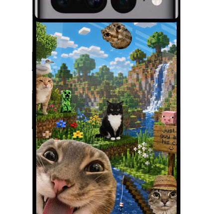 Minecraft Cat Chaos Google Pixel 7 Pro Glass Case