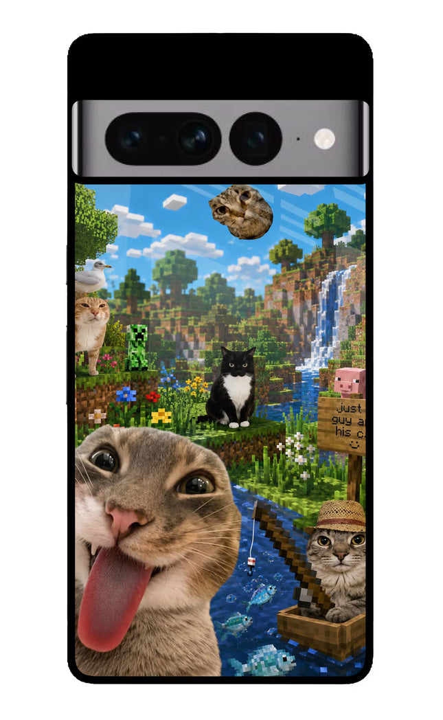 Minecraft Cat Chaos Google Pixel 7 Pro Glass Case