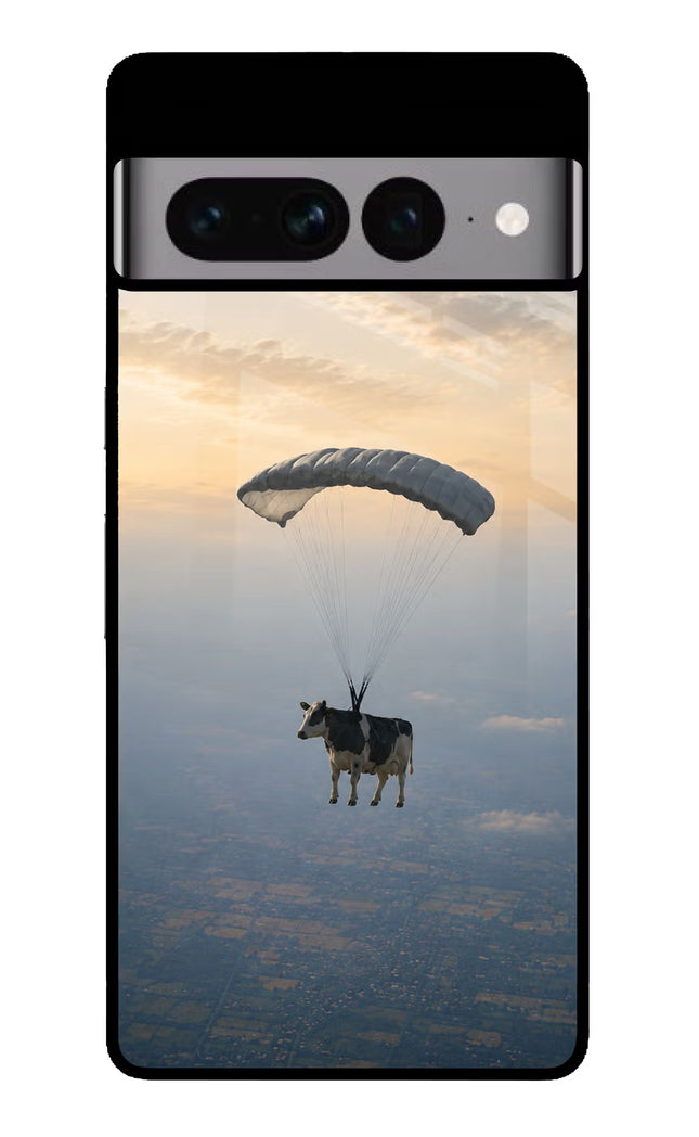 Skydiving Cow Google Pixel 7 Pro Glass Case