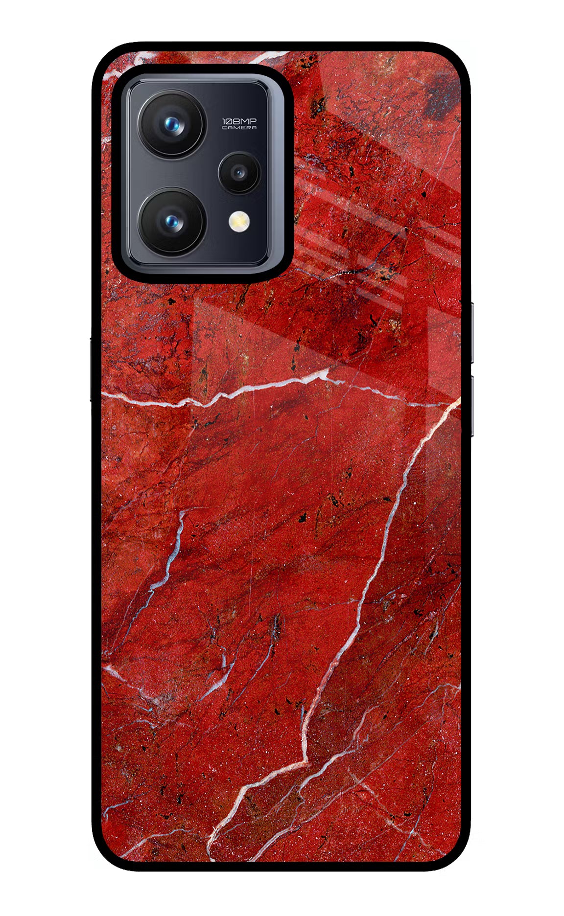 Red Marble Design Realme 9 4G Glass Case Back Cover by Casekaro