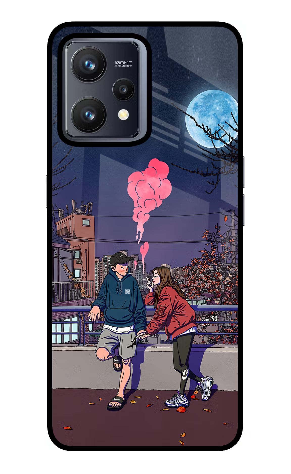 Chilling Couple Realme 9 4G Glass Case Back Cover by Casekaro