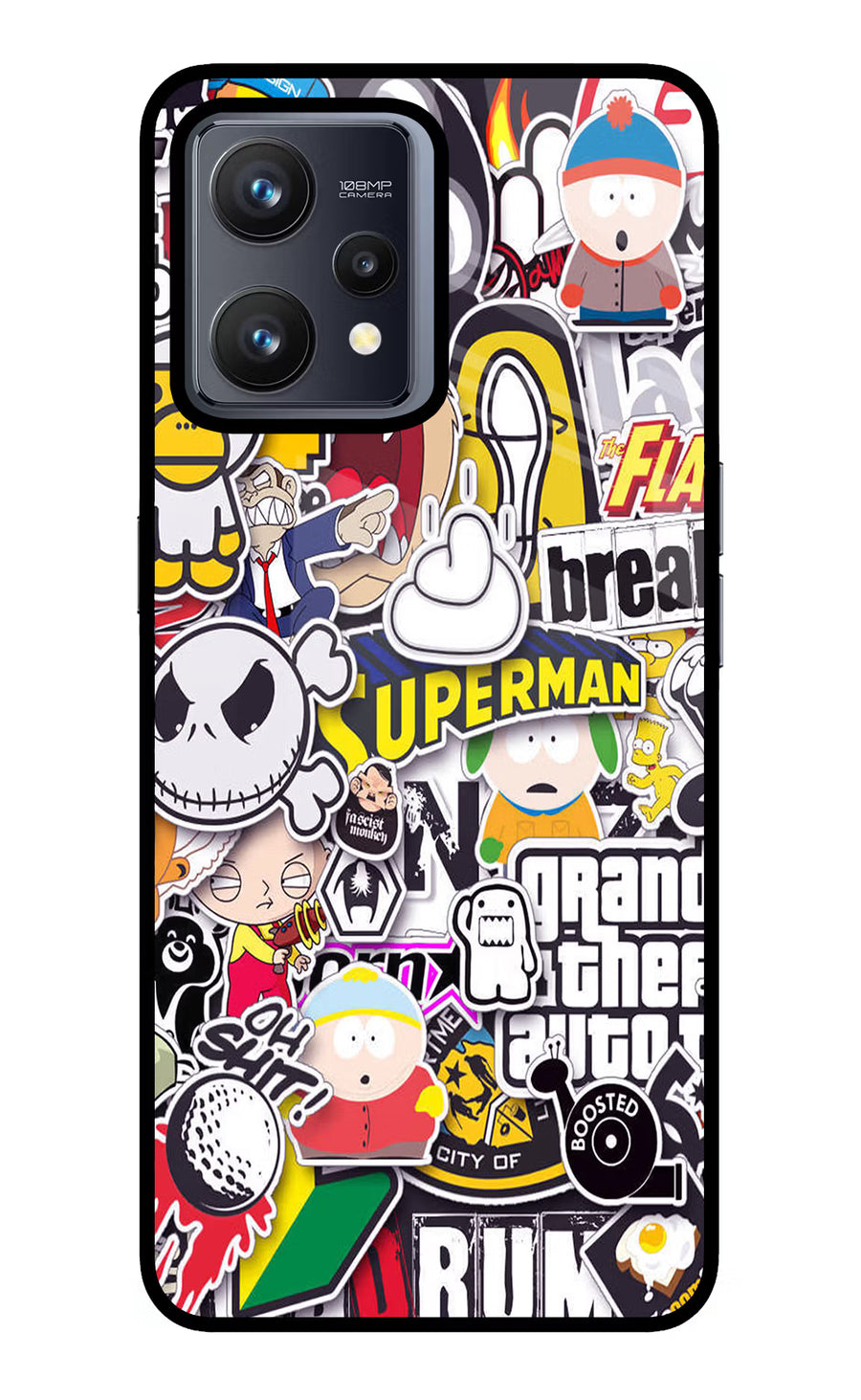 Sticker Bomb Realme 9 4G Back Cover, Glass case