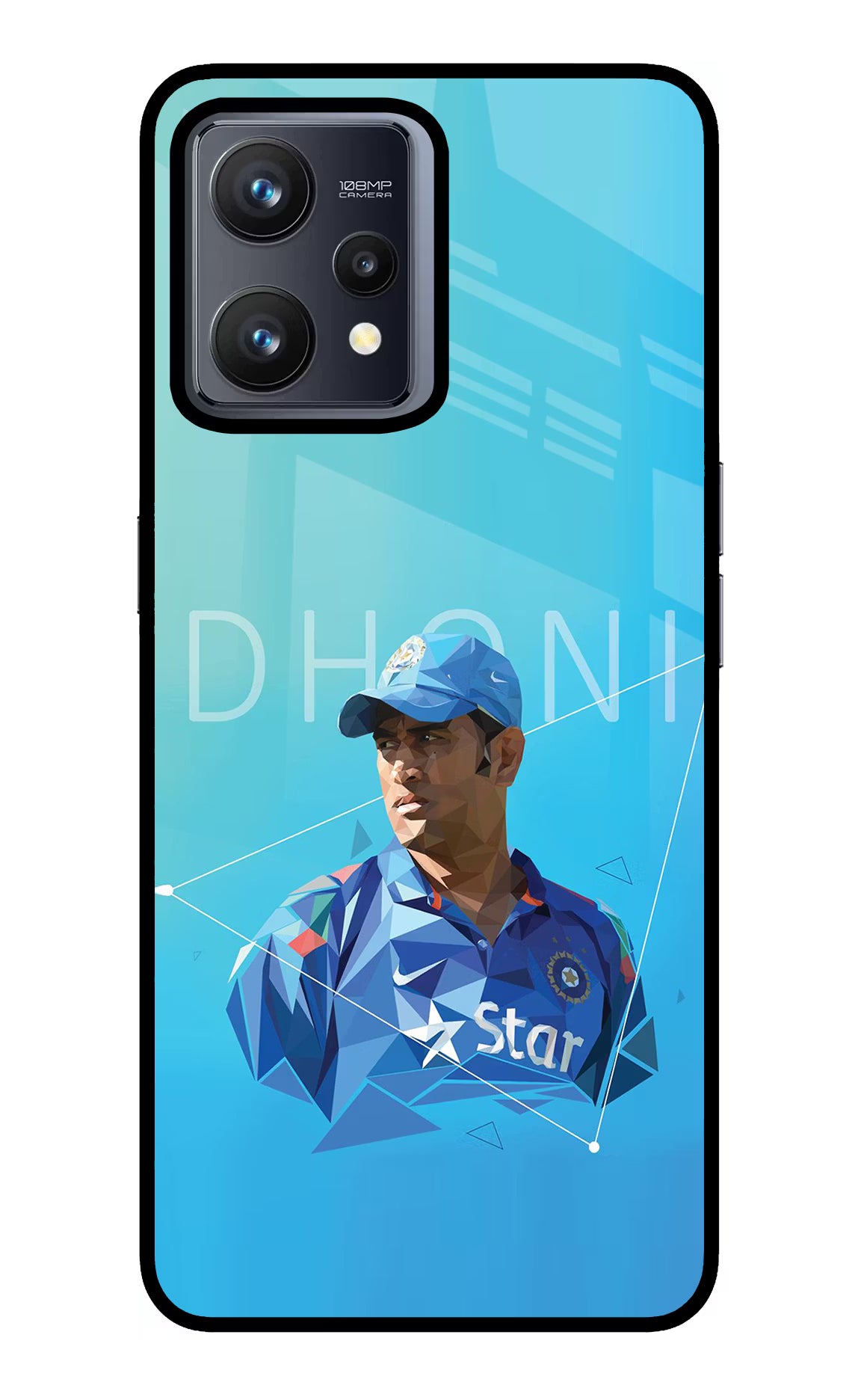Dhoni Artwork Realme 9 4G Glass Case Back Cover by Casekaro