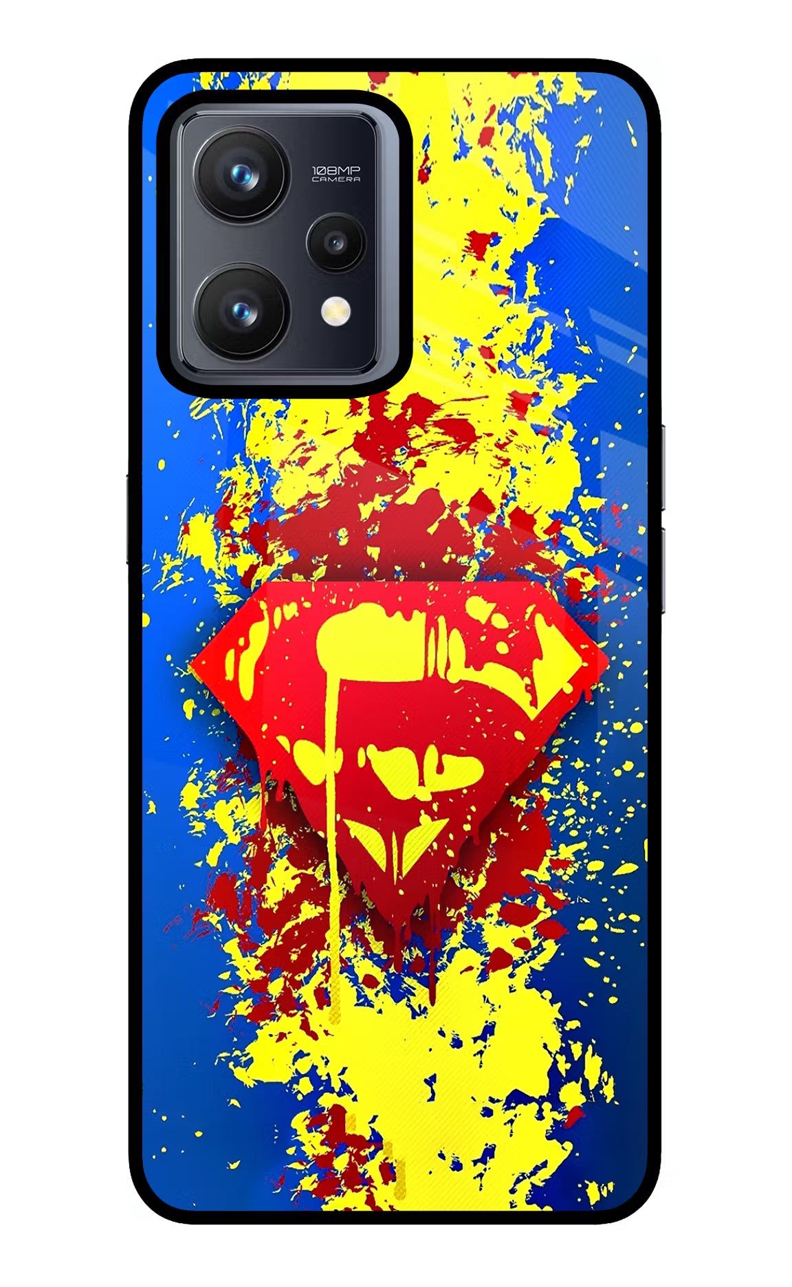 Superman logo Realme 9 4G Glass Case Back Cover by Casekaro