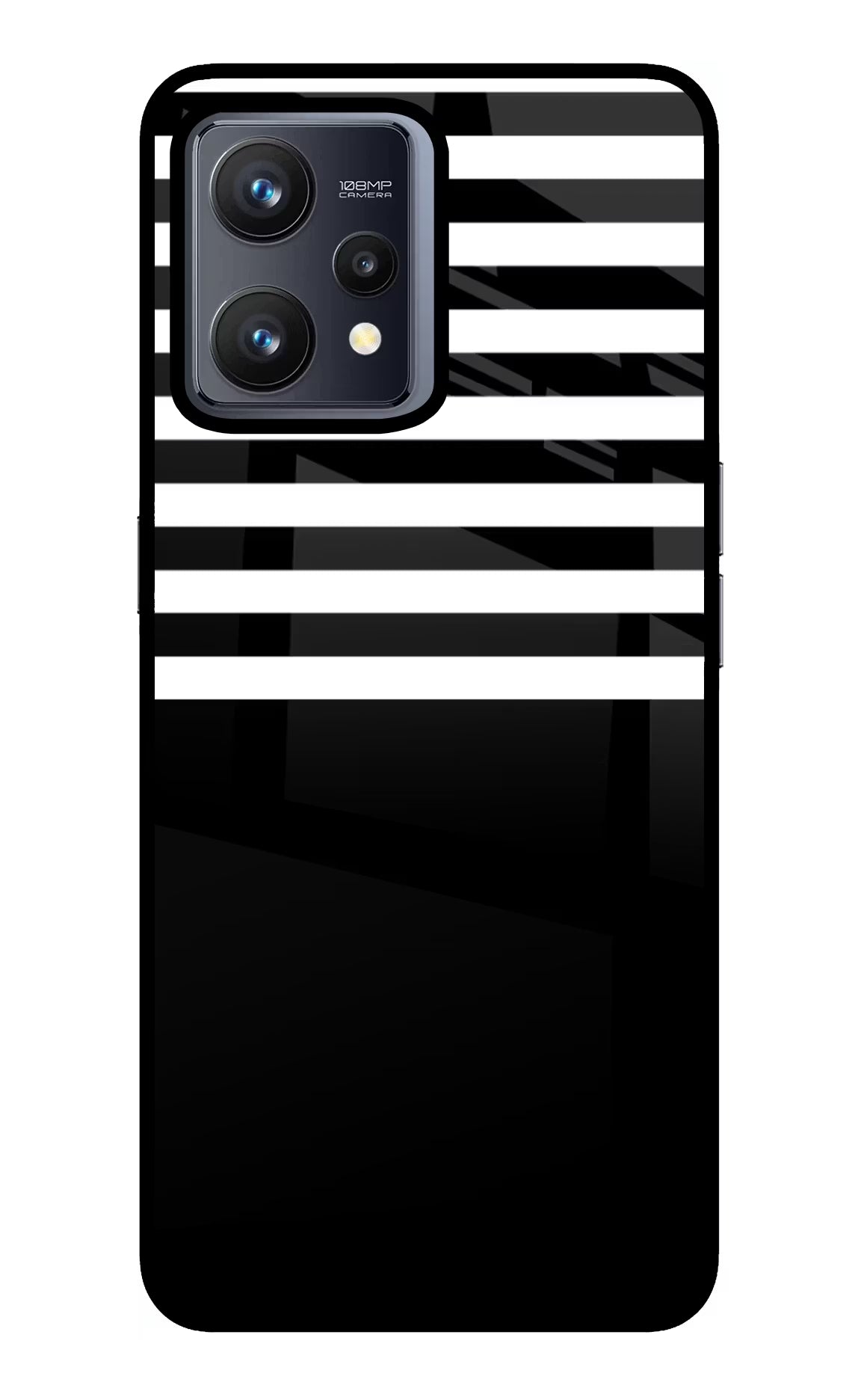 Black and White Print Realme 9 4G Glass Case Back Cover by Casekaro