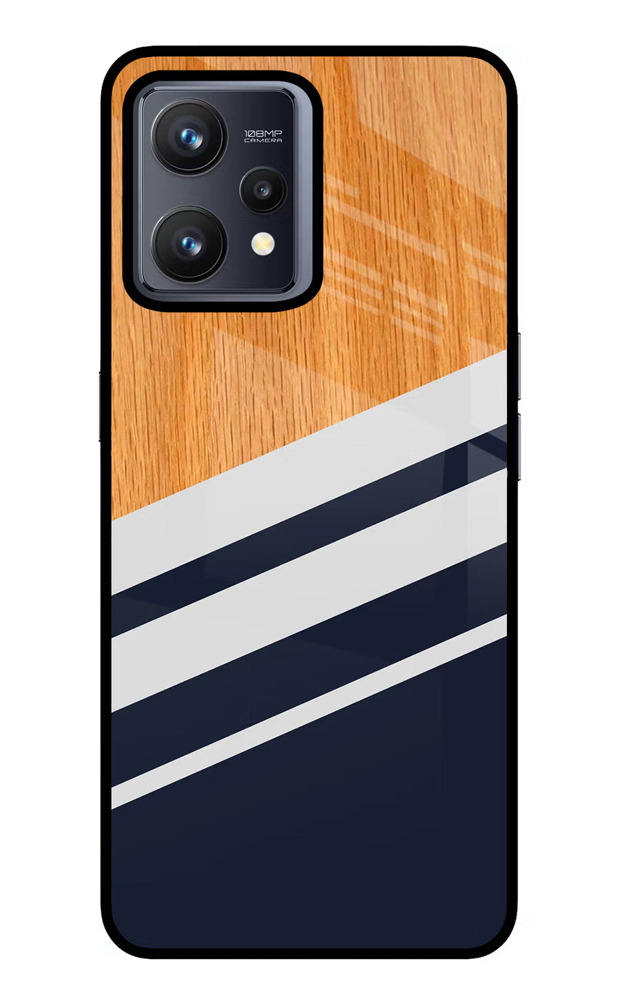 Blue and white wooden Realme 9 4G Back Cover, Glass case