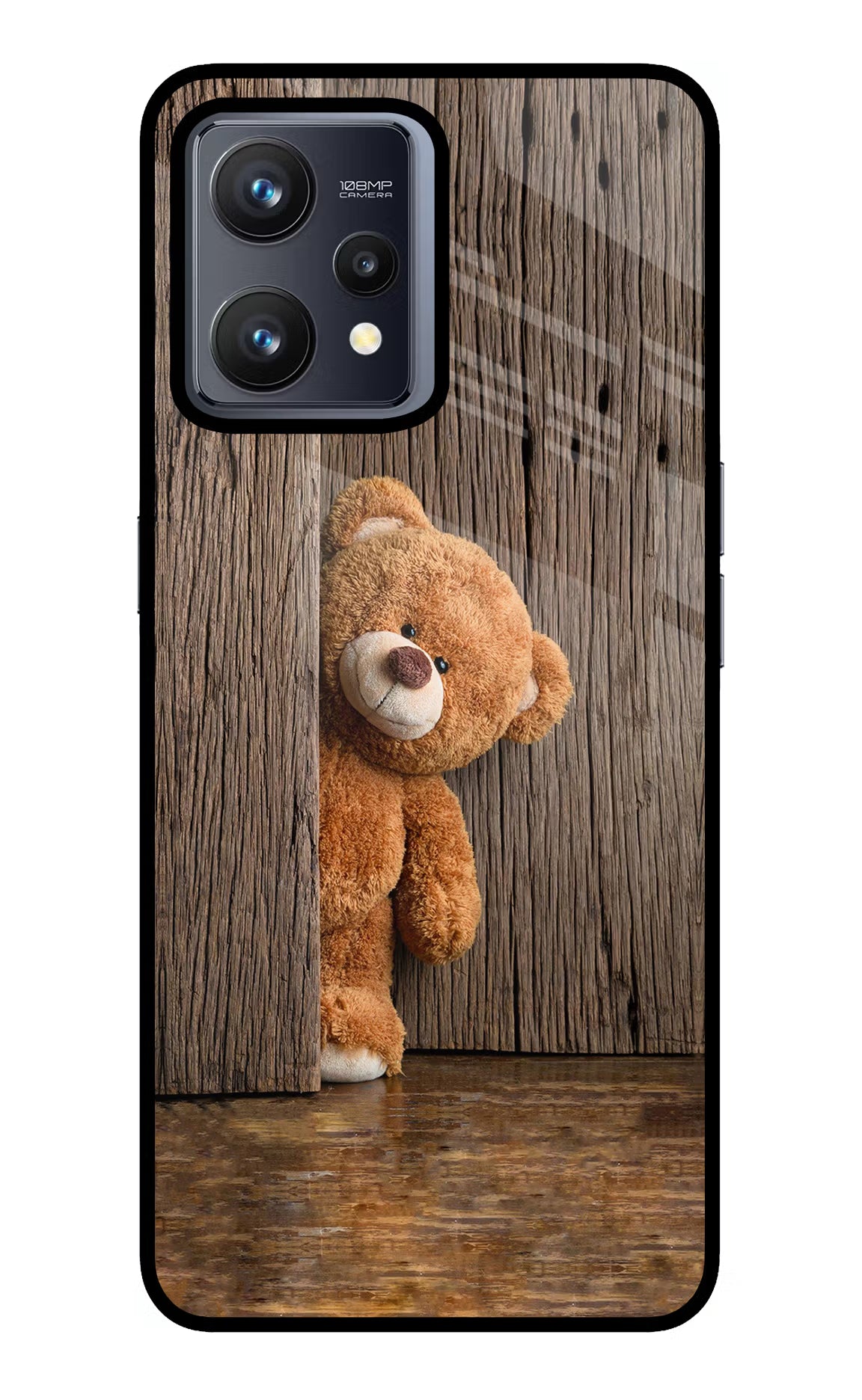 Teddy Wooden Realme 9 4G Glass Case Back Cover by Casekaro