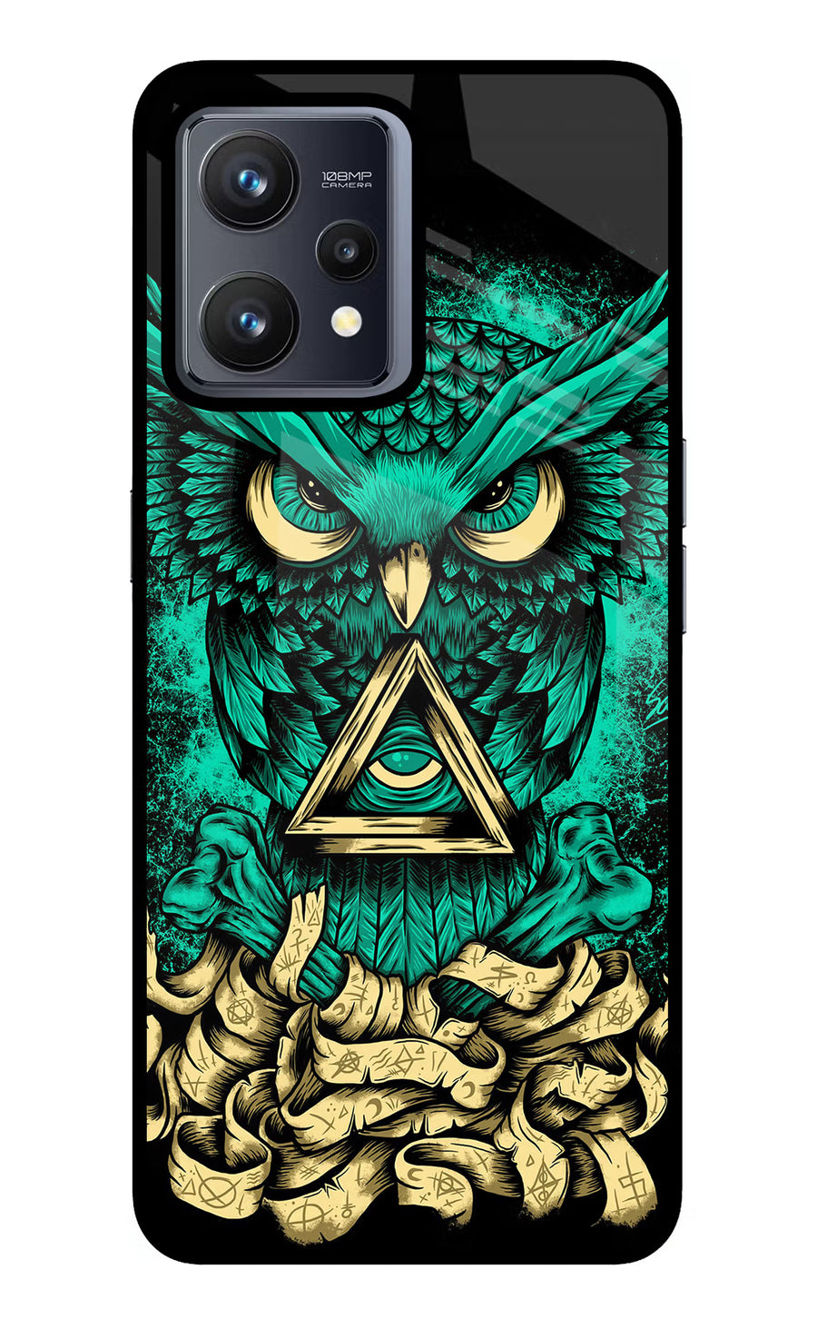 Green Owl Realme 9 4G Back Cover, Glass case