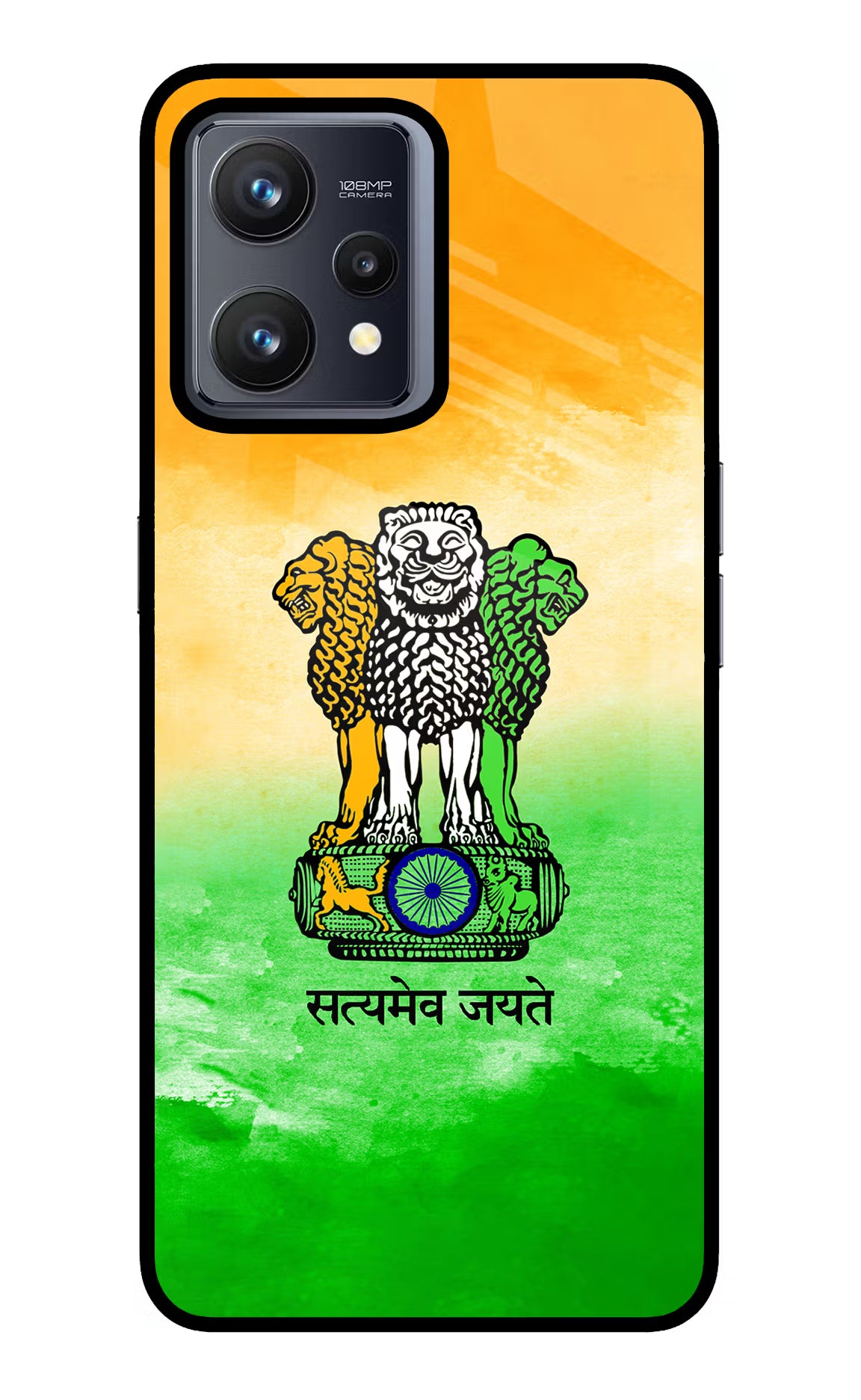 Satyamev Jayate Flag Realme 9 4G Glass Case Back Cover by Casekaro
