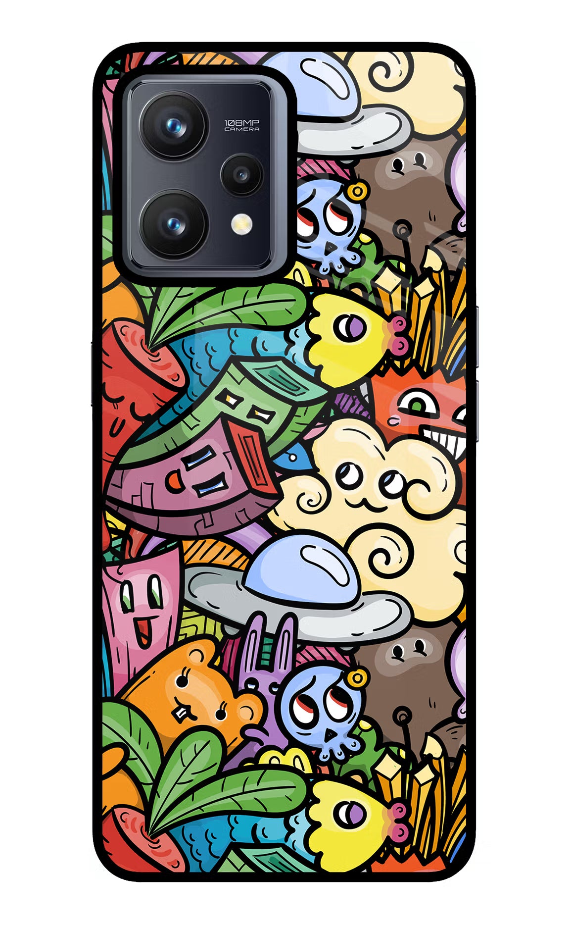 Veggie Doodle Realme 9 4G Glass Case Back Cover by Casekaro