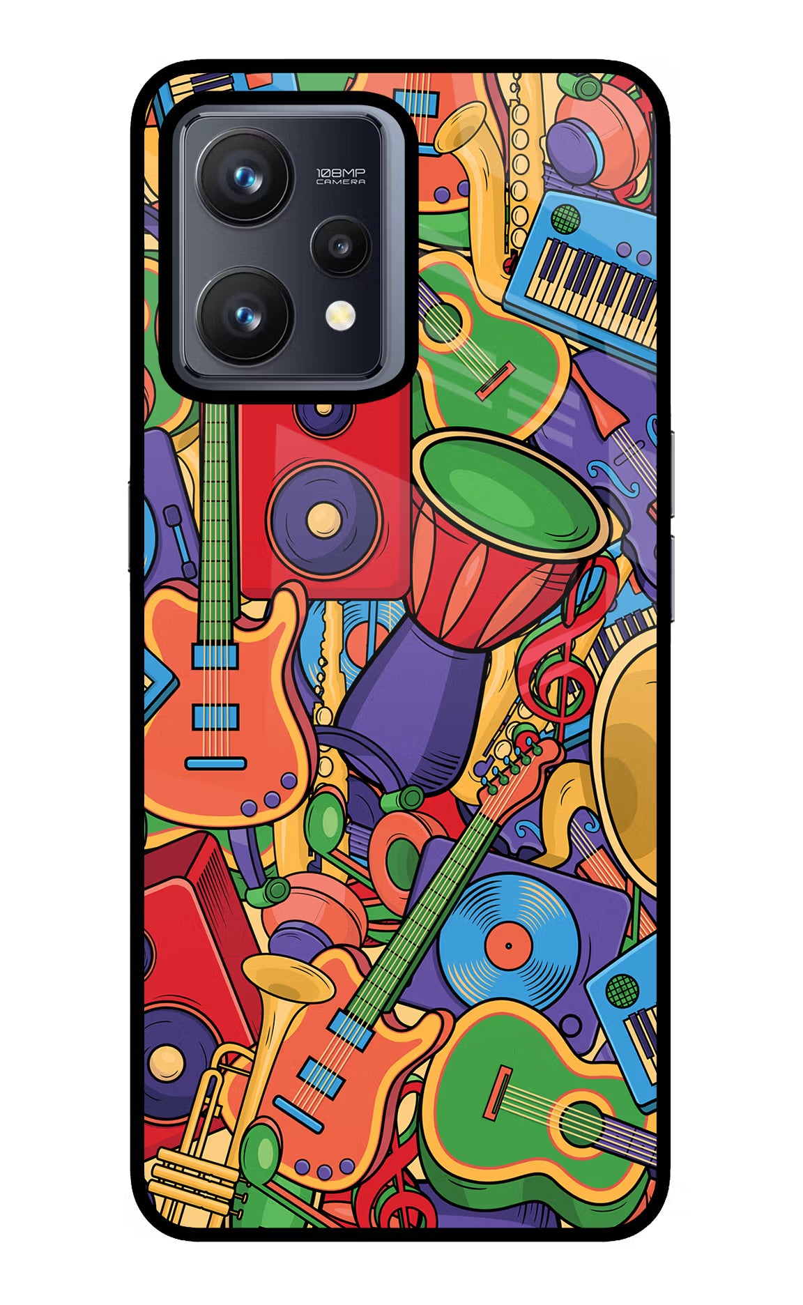 Music Instrument Doodle Realme 9 4G Glass Case Back Cover by Casekaro