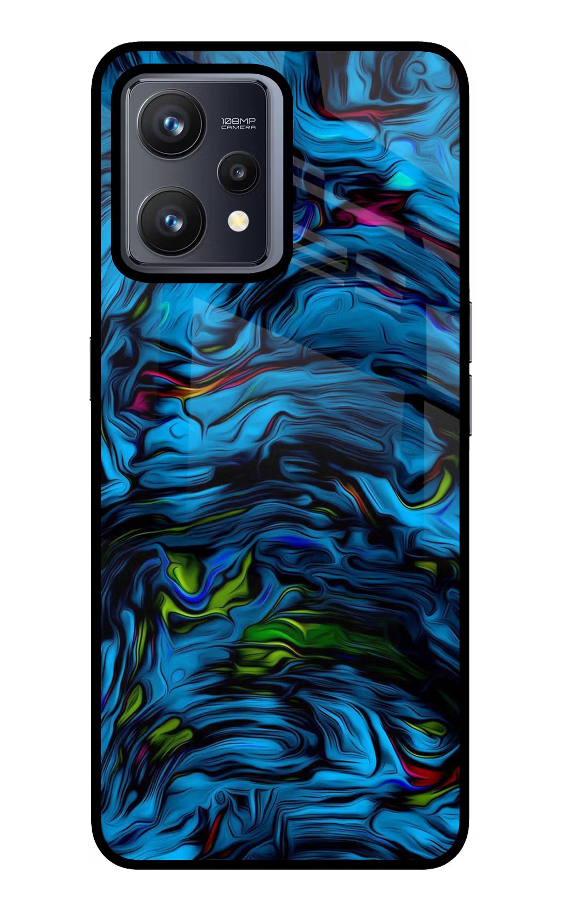 Dark Blue Abstract Realme 9 4G Glass Case Back Cover by Casekaro