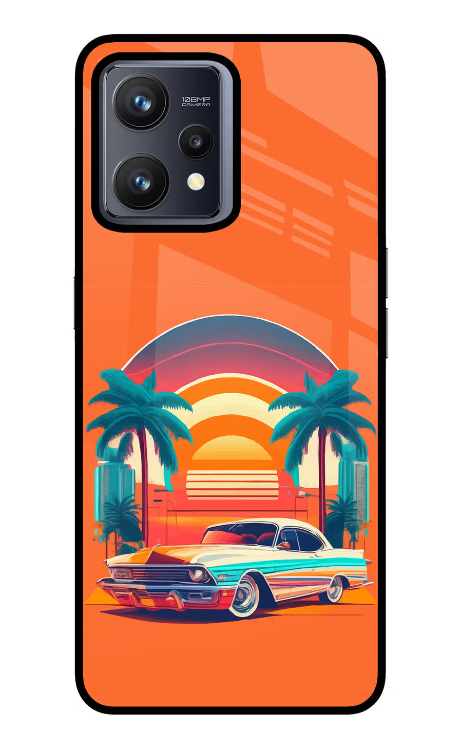 Palm Drive 80s Realme 9 4G Back Cover, Glass case